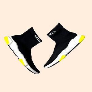 Balenciaga Speed Sneaker Cuffed Black Yellow